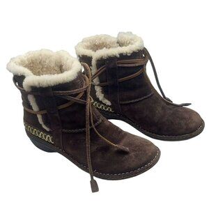 UGG Cove Suede Embroidered Lace-Up Shearling-Lined 5178 Womens Boots Size 7